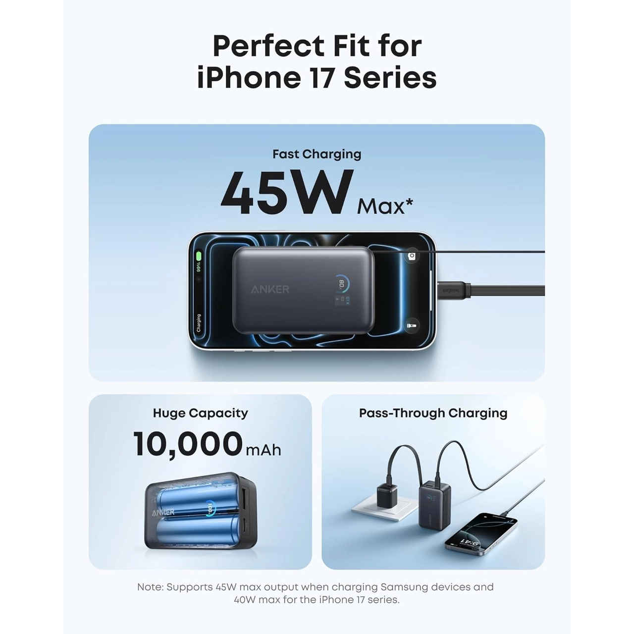 پاوربانک فست شارژ Anker 10000mAh مدل A1638H11 45W - مشکی (گارانتی 18ماهه حافظه طلایی ایستا)